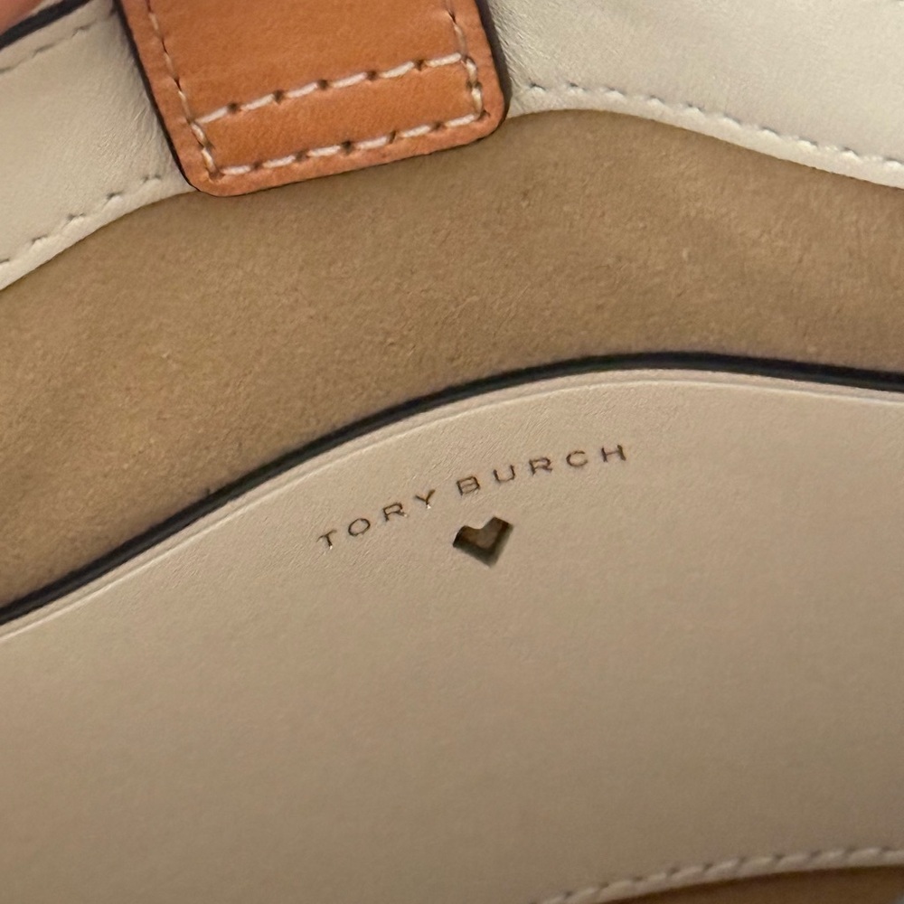 Tory Burch Mini T Monogram Perforated Leather Tote Crossbody, pale pink, NWT - Picture 10 of 11